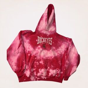 Vintage Ohio State Hoodie Men’s Large Embroidered Spellout Bleach Tie Dye OSU